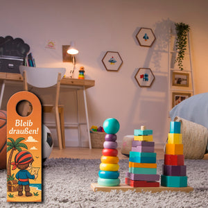 Piratenjunge Schatzkarte Bleib draußen! Komm rein! Türhänger