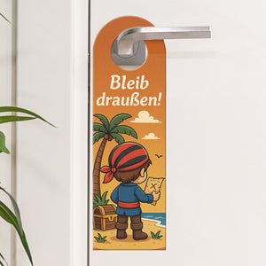 Piratenjunge Schatzkarte Bleib draußen! Komm rein! Türhänger