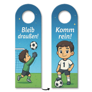 Fußball Kind Cartoon Bleib draußen! Komm rein! Türhänger