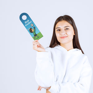 Fußball Kind Cartoon Bleib draußen! Komm rein! Türhänger