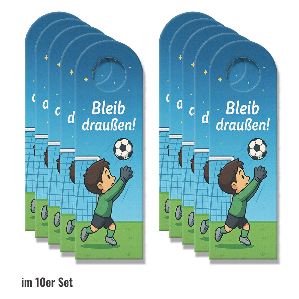 Fußball Kind Cartoon Bleib draußen! Komm rein! Türhänger
