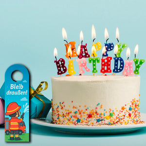 Feuerwehrmann Cartoon Bleib draußen! Komm rein! Türhänger mit Spruch für Kinder