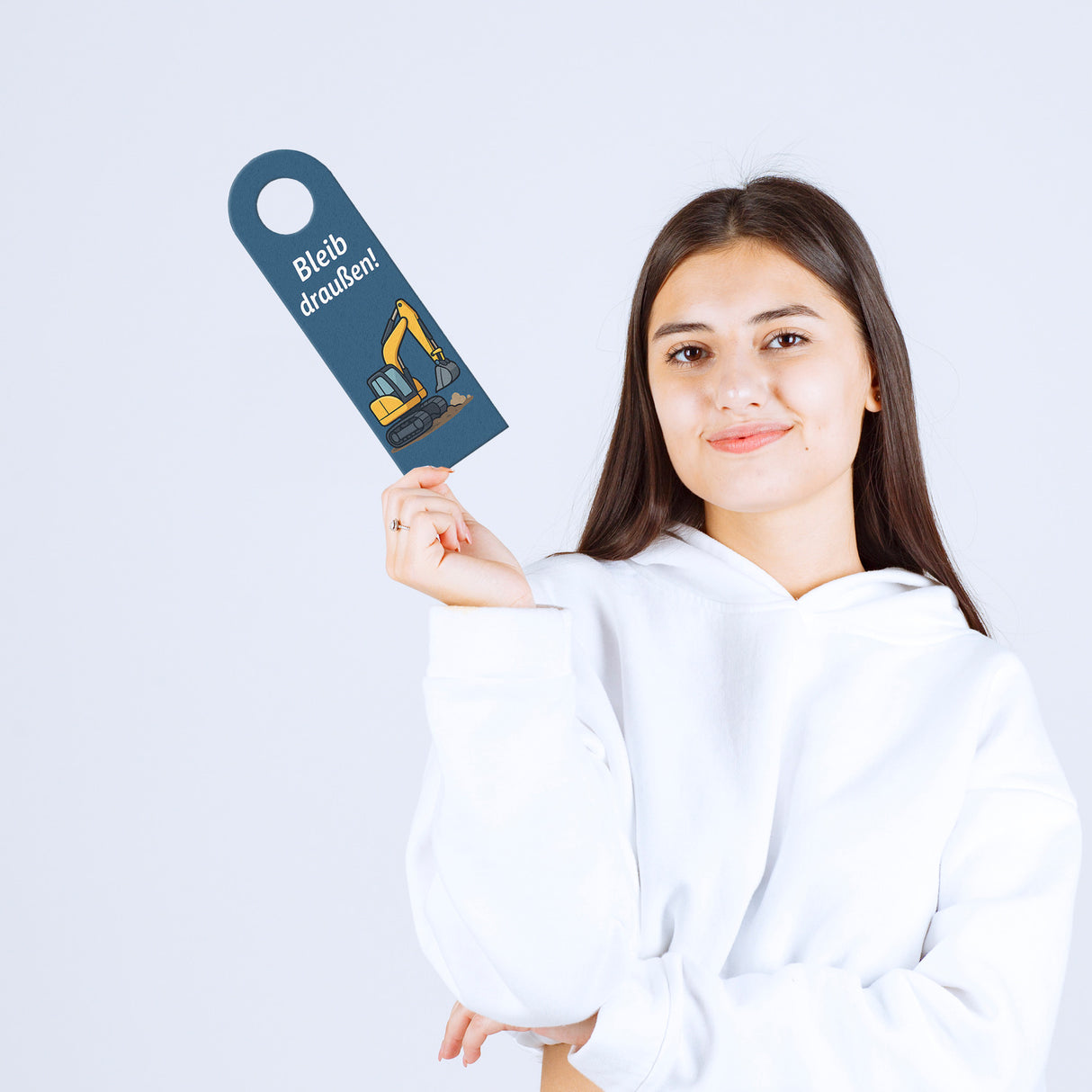 Bagger Cartoon Bleib draußen! Komm rein! Türhänger