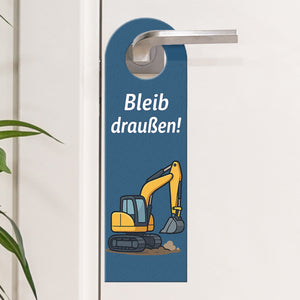 Bagger Cartoon Bleib draußen! Komm rein! Türhänger