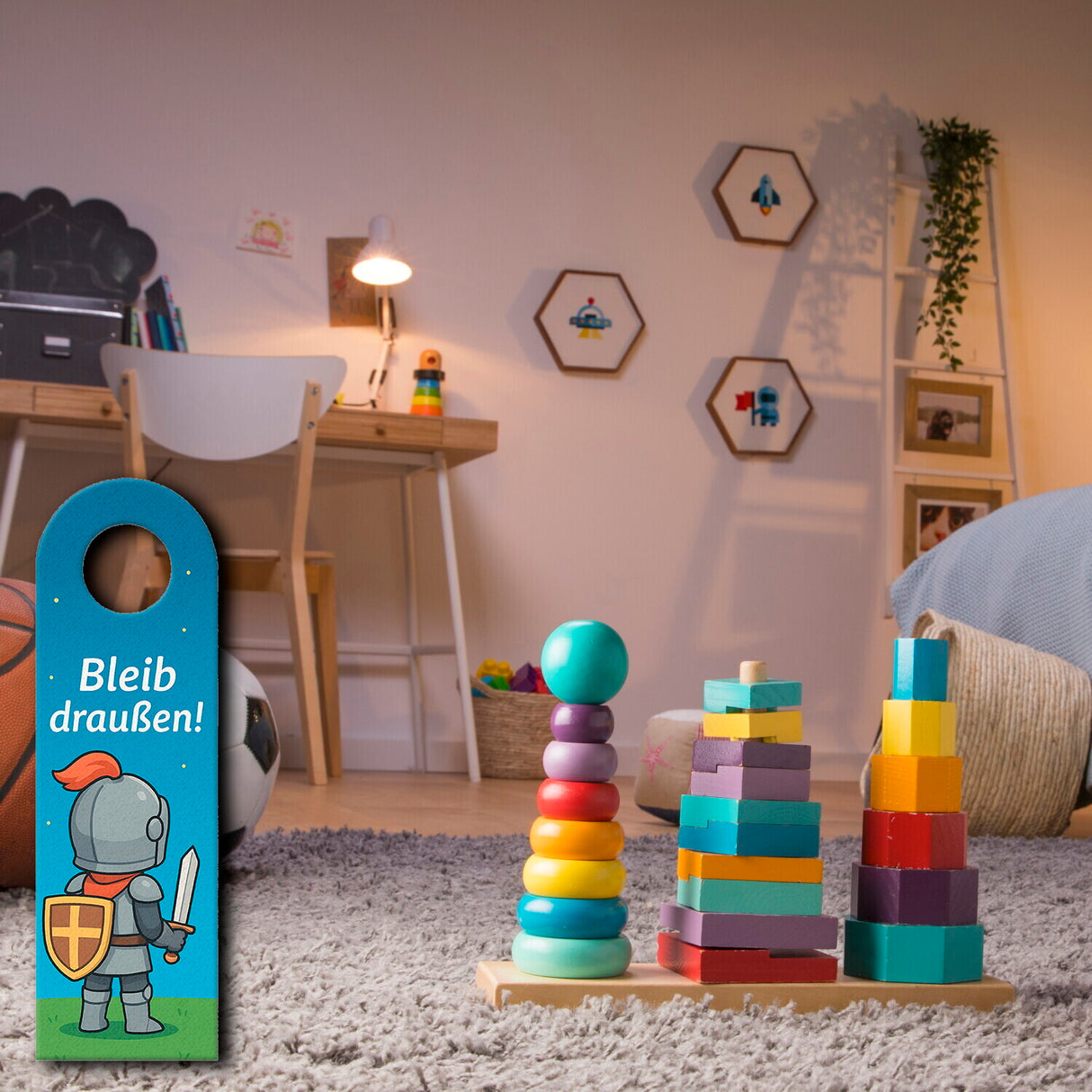 Ritter Drache Bleib draußen! Komm rein! Türhänger