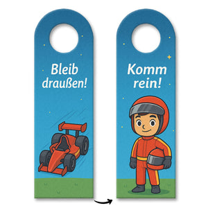 Rennwagen Cartoon Bleib draußen! Komm rein! Türhänger für Kinderzimmer