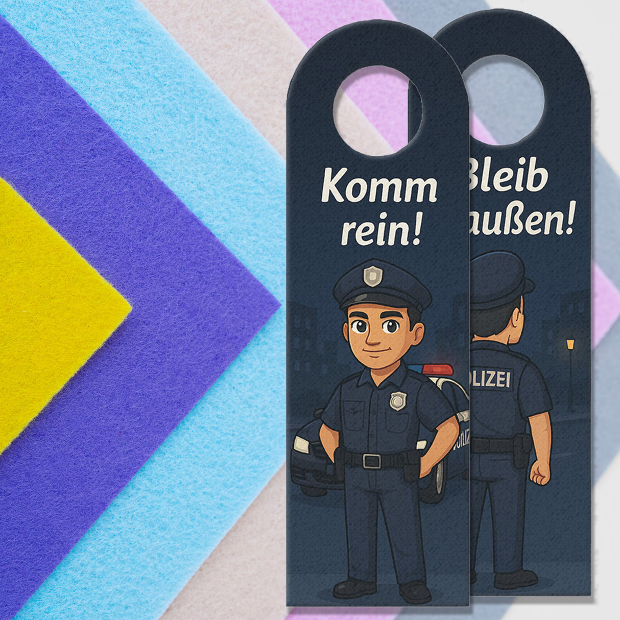 Polizisten Cartoon Bleib draußen! Komm rein! Türhänger