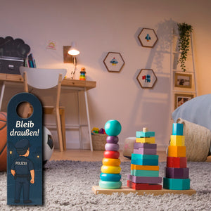 Polizisten Cartoon Bleib draußen! Komm rein! Türhänger