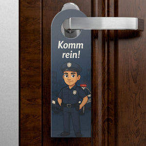 Polizisten Cartoon Bleib draußen! Komm rein! Türhänger