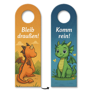 Drachen Cartoon Bleib draußen! Komm rein! Türhänger