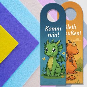 Drachen Cartoon Bleib draußen! Komm rein! Türhänger