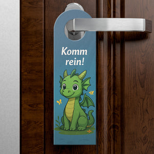 Drachen Cartoon Bleib draußen! Komm rein! Türhänger