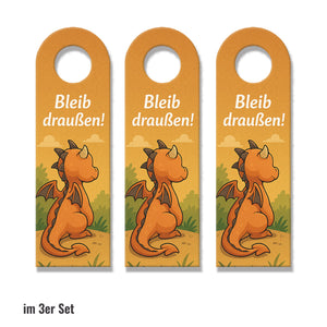 Drachen Cartoon Bleib draußen! Komm rein! Türhänger