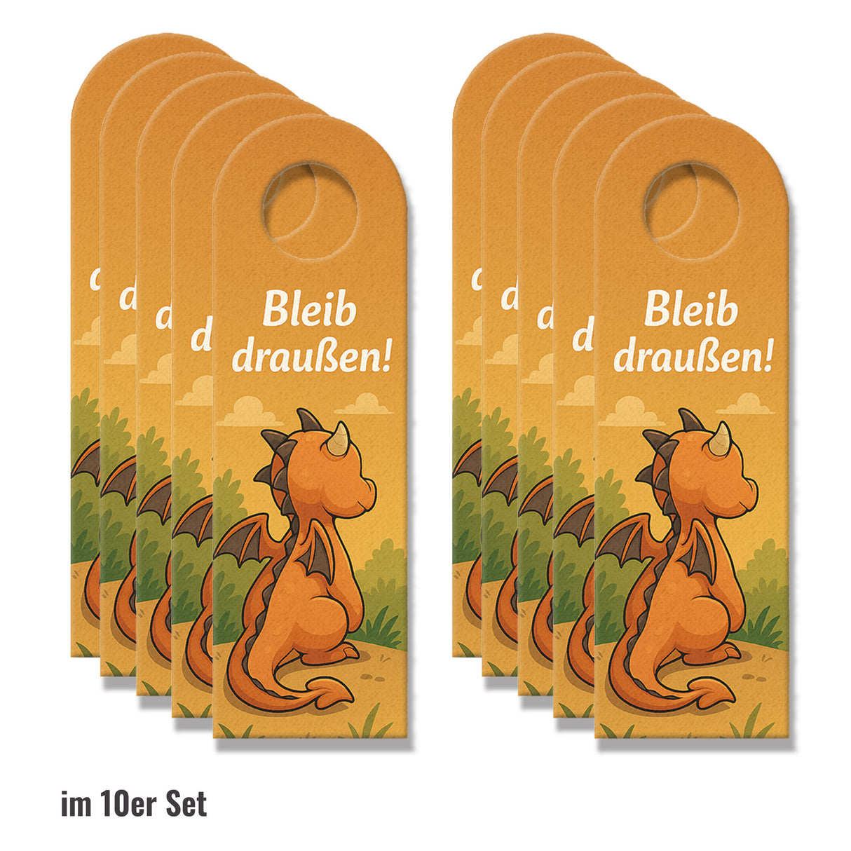 Drachen Cartoon Bleib draußen! Komm rein! Türhänger