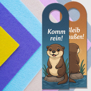 Cartoon Otter Bleib draußen! Komm rein! Türhänger