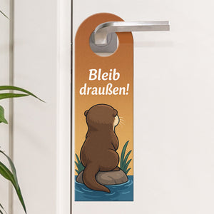 Cartoon Otter Bleib draußen! Komm rein! Türhänger