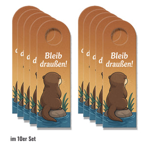 Cartoon Otter Bleib draußen! Komm rein! Türhänger