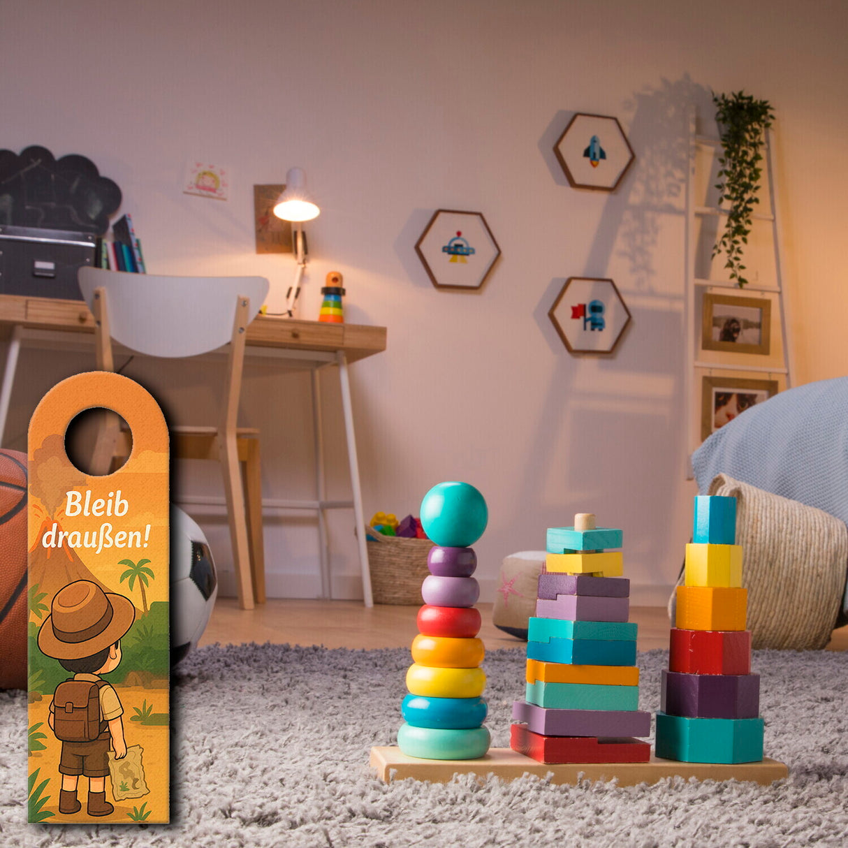 Abenteuer Entdecker Vulkan Dinosaurier Bleib draußen! Komm rein! Türhänger