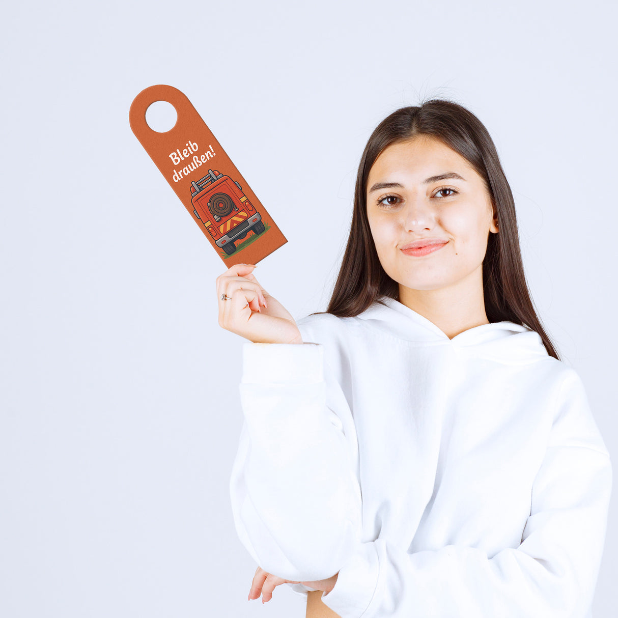 Feuerwehrauto Cartoon Bleib draußen! Komm rein! Türhänger