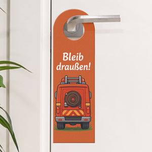 Feuerwehrauto Cartoon Bleib draußen! Komm rein! Türhänger