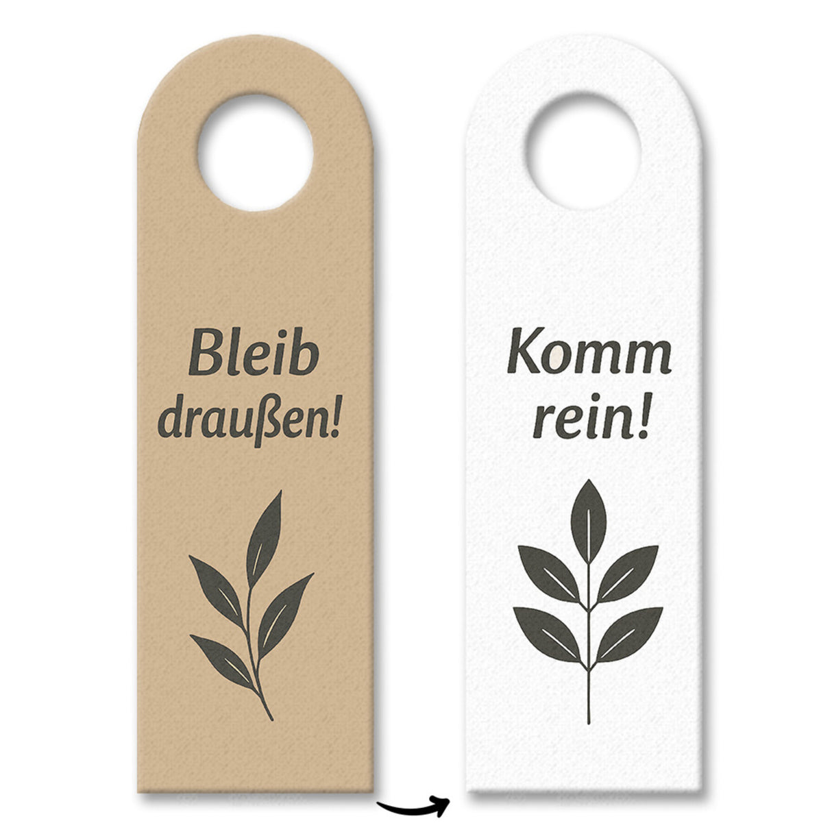 Modernes Blattdesign Bleib draußen! Komm rein! Türhänger
