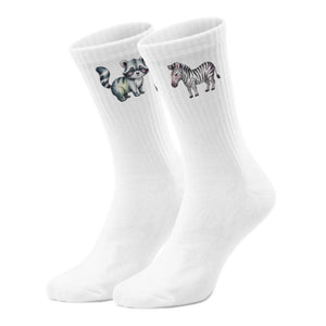 epicsocks Wilde Freunde Zebra und Waschbär Socken in 37-41 im Paar