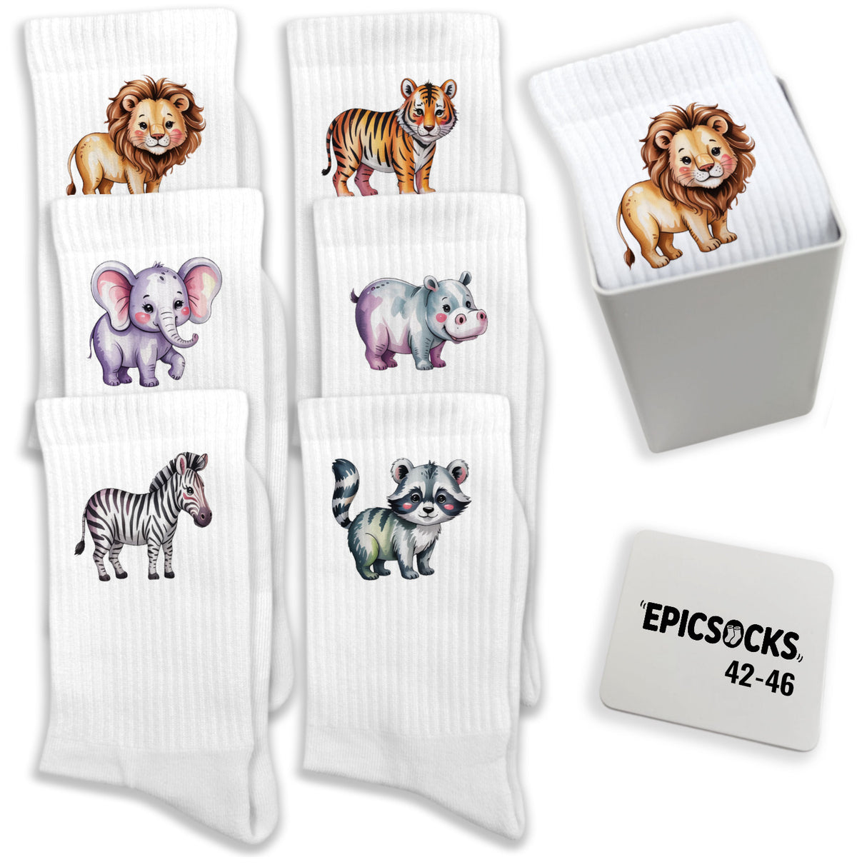 epicsocks Wilde Freunde Socken in 37-41 im 6er Set in Geschenkdose im 6er Set in Geschenkbox
