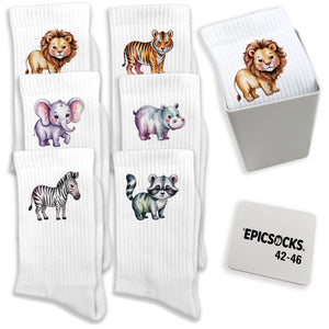 epicsocks Wilde Freunde Socken in 37-41 im 6er Set in Geschenkdose im 6er Set in Geschenkbox