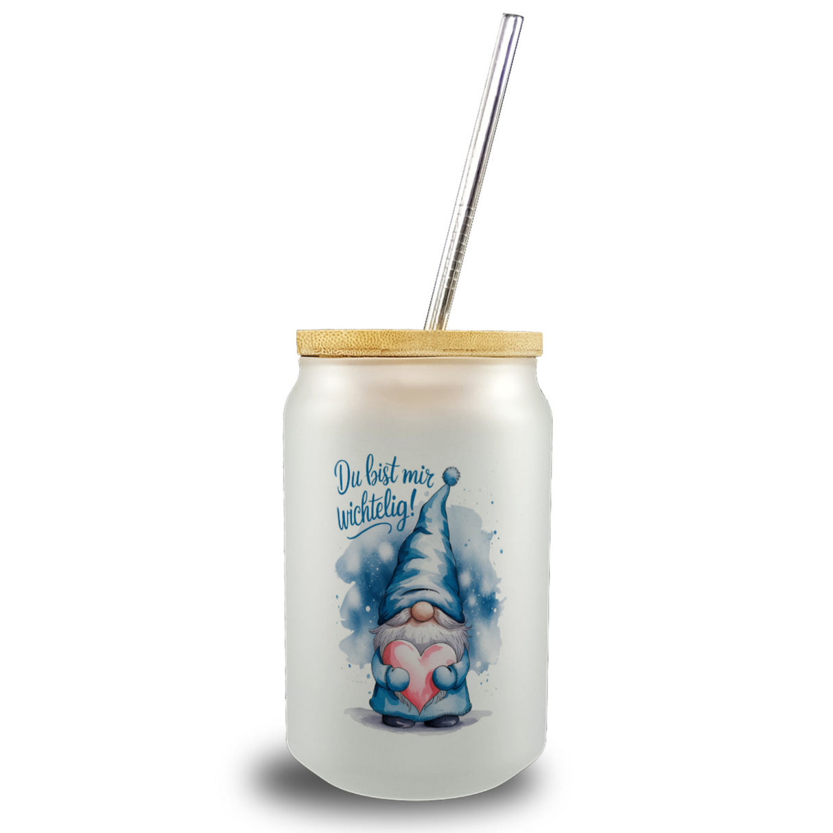 Du bist mir wichtelig! Wichtel Trinkglas mit Bambusdeckel