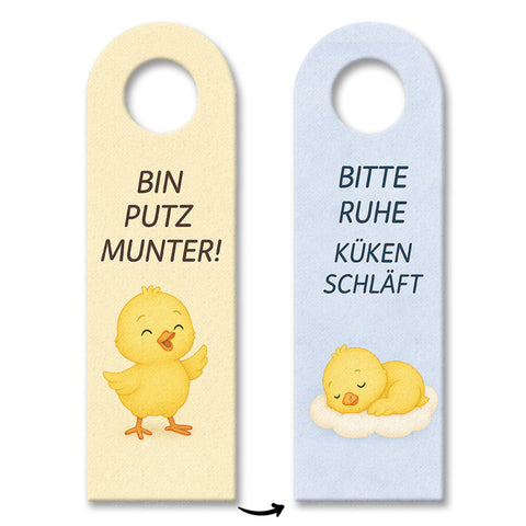 Küken Putz munter! Ruhe Küken schläft Türhänger fürs Kinderzimmer