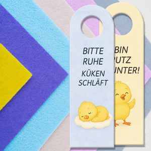 Küken Putz munter! Ruhe Küken schläft Türhänger fürs Kinderzimmer