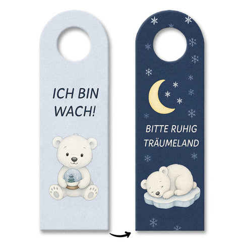 Eisbär Ich bin wach! Bitte ruhig Träumeland Türhänger fürs Kinderzimmer