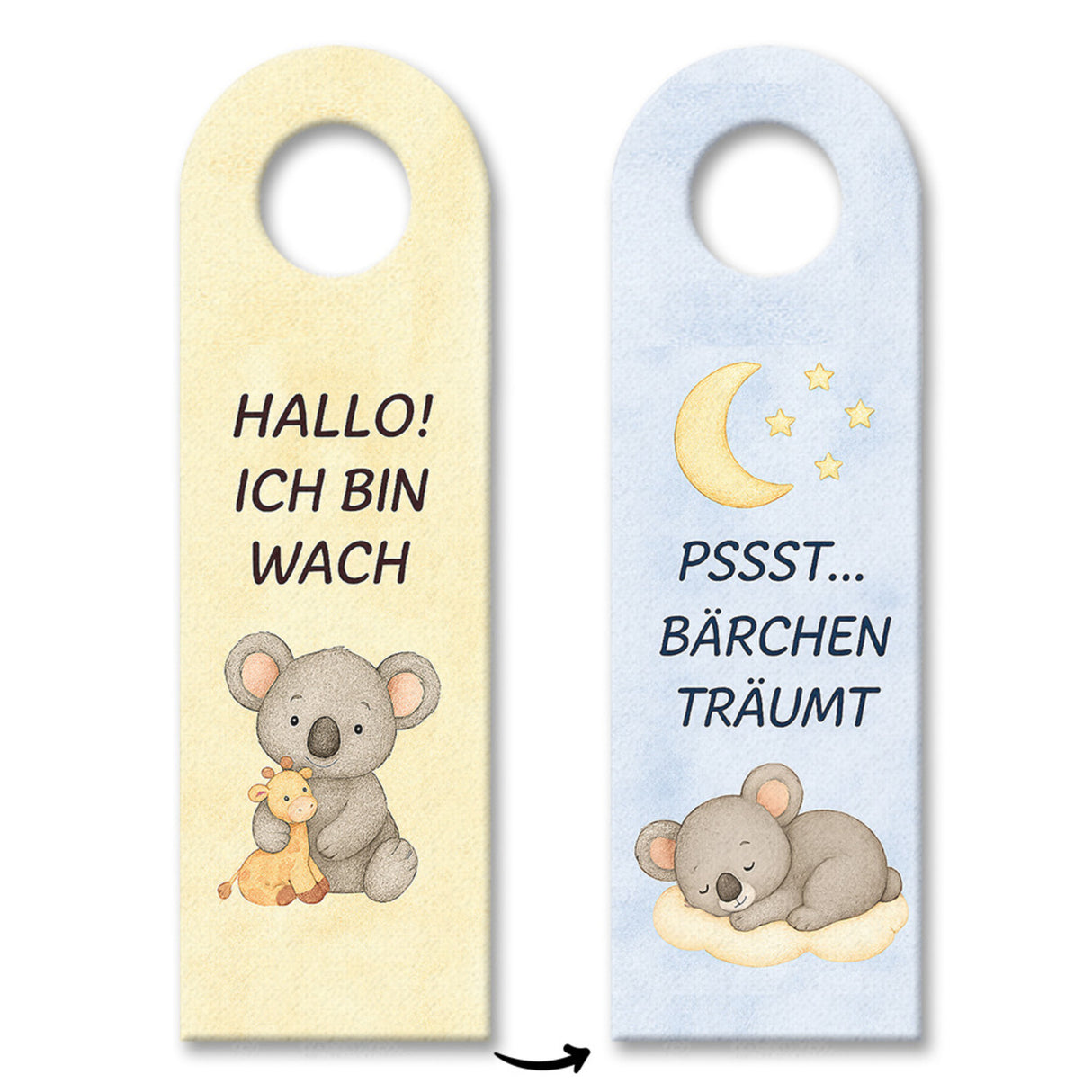 Koala Ich bin wach Bärchen träumt Türhänger fürs Kinderzimmer
