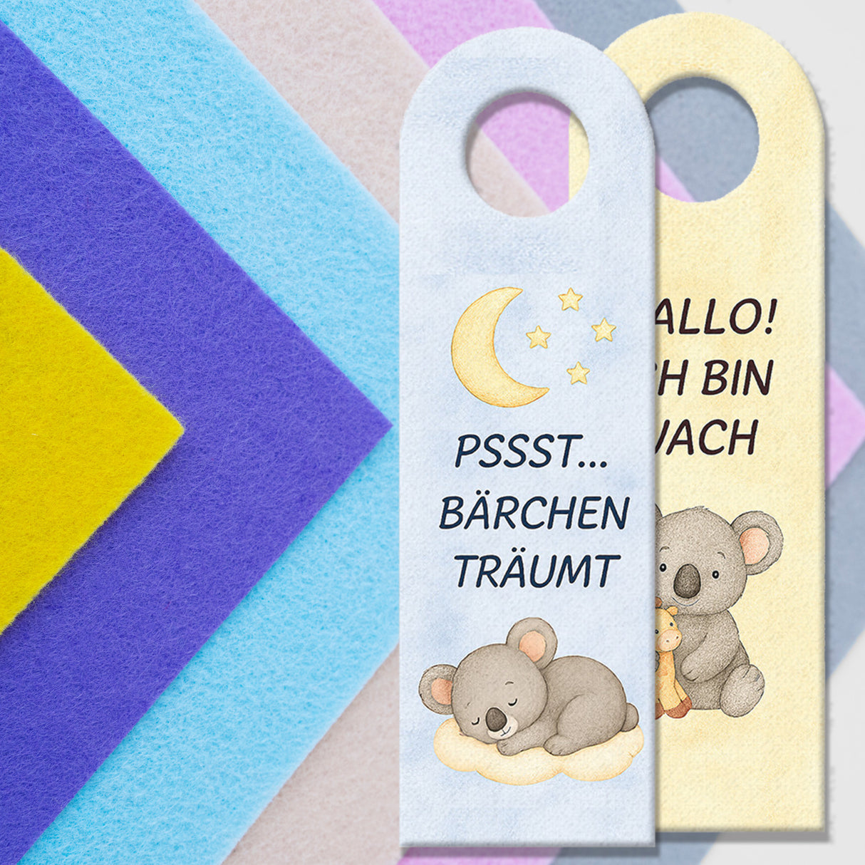 Koala Ich bin wach Bärchen träumt Türhänger fürs Kinderzimmer