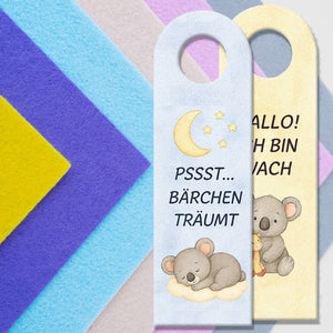 Koala Ich bin wach Bärchen träumt Türhänger fürs Kinderzimmer