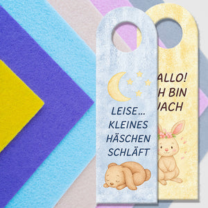 Häschen Ich bin wach kleines Häschen schläft Türhänger für Kinderzimmer
