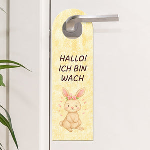 Häschen Ich bin wach kleines Häschen schläft Türhänger für Kinderzimmer