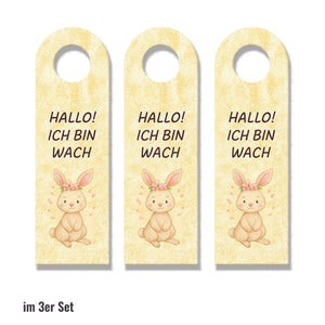 Häschen Ich bin wach kleines Häschen schläft Türhänger für Kinderzimmer