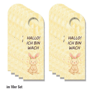 Häschen Ich bin wach kleines Häschen schläft Türhänger für Kinderzimmer