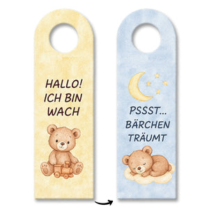 Teddybär Ich bin wach Bärchen träumt Türhänger fürs Kinderzimmer
