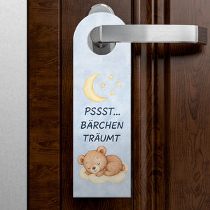 Teddybär Ich bin wach Bärchen träumt Türhänger fürs Kinderzimmer