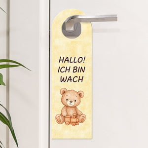 Teddybär Ich bin wach Bärchen träumt Türhänger fürs Kinderzimmer