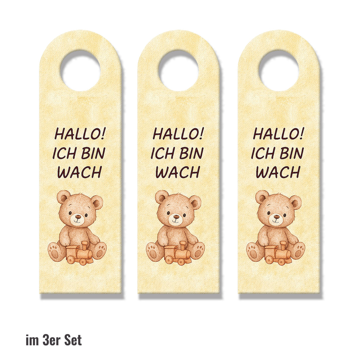 Teddybär Ich bin wach Bärchen träumt Türhänger fürs Kinderzimmer