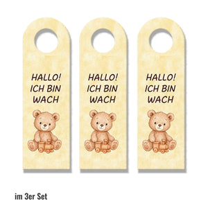 Teddybär Ich bin wach Bärchen träumt Türhänger fürs Kinderzimmer