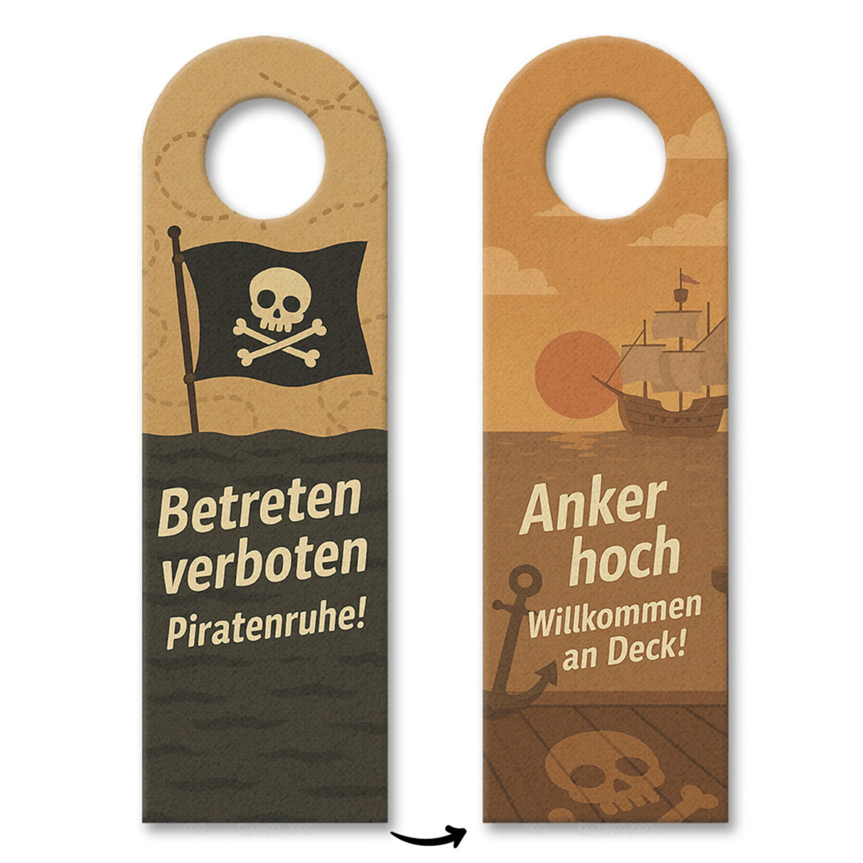 Betreten verboten und Piratenruhe! Piratenflagge Schiff Spruch Türhänger für Piratenfans