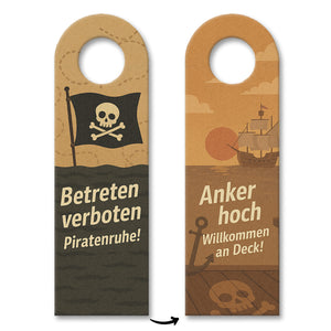 Betreten verboten und Piratenruhe! Piratenflagge Schiff Spruch Türhänger für Piratenfans