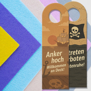 Betreten verboten und Piratenruhe! Piratenflagge Schiff Spruch Türhänger für Piratenfans