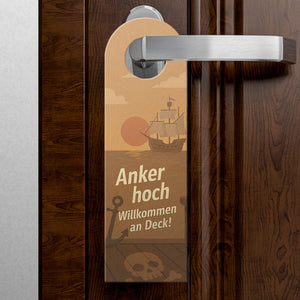 Betreten verboten und Piratenruhe! Piratenflagge Schiff Spruch Türhänger für Piratenfans