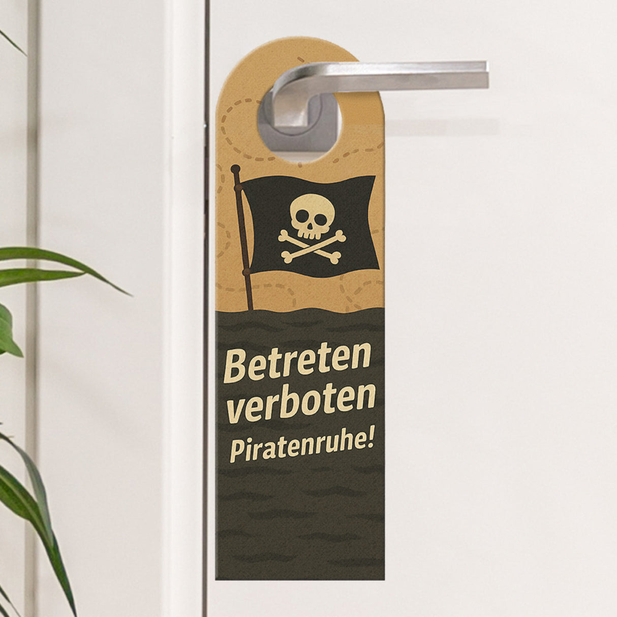 Betreten verboten und Piratenruhe! Piratenflagge Schiff Spruch Türhänger für Piratenfans