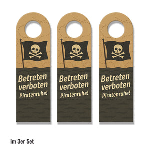 Betreten verboten und Piratenruhe! Piratenflagge Schiff Spruch Türhänger für Piratenfans